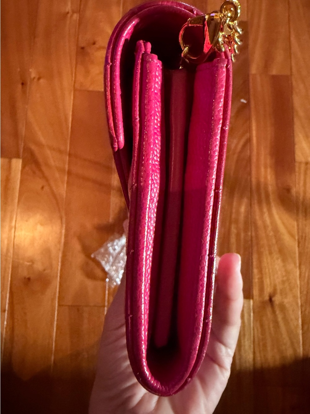 YSL Hot Pink Clutch with gold chain - Picture 5 of 13